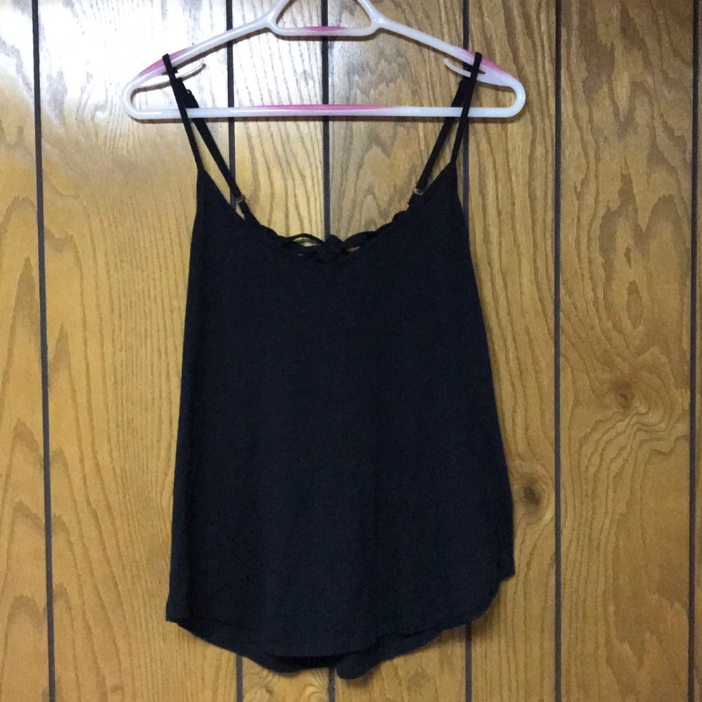 Black Braided Back Tank Top
